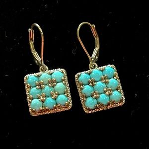 NEW Turquoise Earrings. Platinum over Sterling Silver. Beautiful